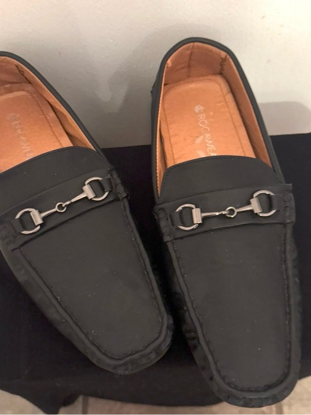 Rocawear Black Slip-On Loafers with Silver Bit Accent